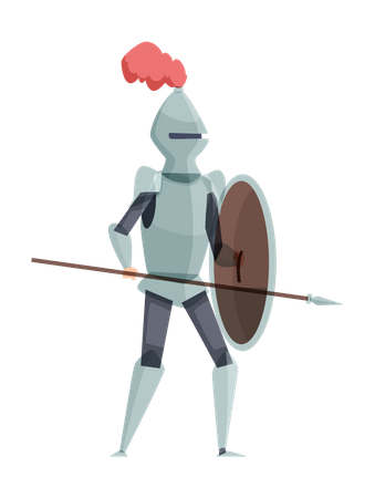 Medieval knight ready for fight  Illustration