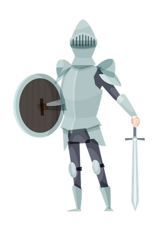 Medieval knight ready for war  Illustration