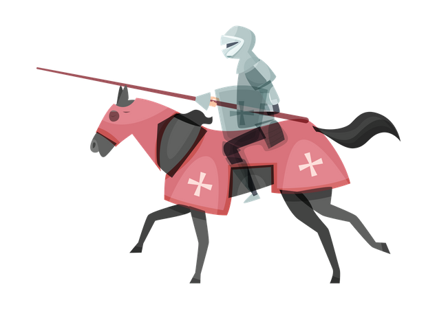 Medieval knight riding horse  Illustration