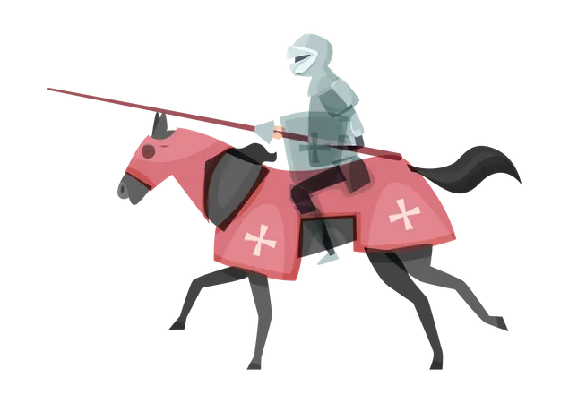 Medieval knight riding horse  Illustration