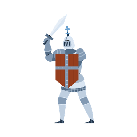 Medieval knight warrior in shining armour  Illustration