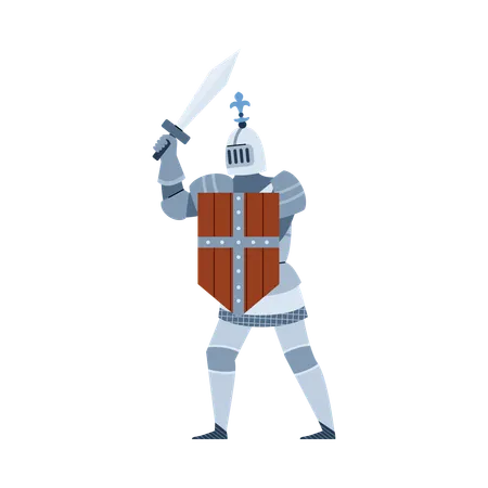 Medieval knight warrior in shining armour  Illustration