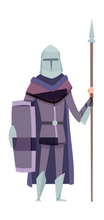 Medieval knight with spade and shield  Illustration