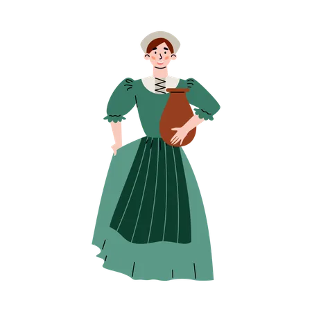 Medieval peasant woman  Illustration