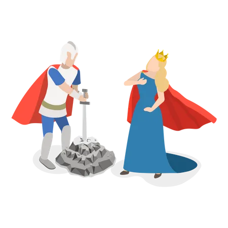 3 D Isometric Flat Vector Set Of Medieval People Historical Characters Item 2 イラスト