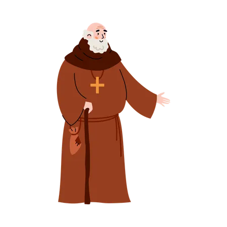 Medieval priest or monk  Illustration