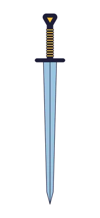 Medieval Steel Sword Flat Line Color Isolated Vector Object Sharp Weapon Editable Clip Art Image On White Background Simple Outline Cartoon Spot Illustration For Web Design Illustration