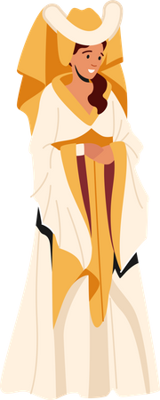 Medieval Woman in Royal Dress  イラスト