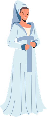 Medieval Woman in Royal Dress  イラスト