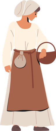 Medieval Woman Peasant Illustration