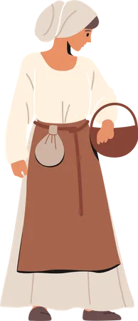 Medieval Woman Peasant Illustration