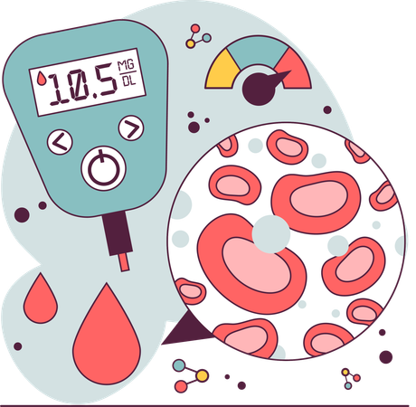 Medir el azúcar en sangre con un medidor de glucosa  Ilustración