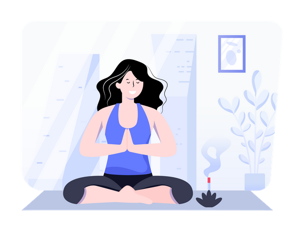 Meditação por garota  Ilustração