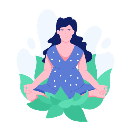 Meditación durante el embarazo seguida por una mujer  Ilustración