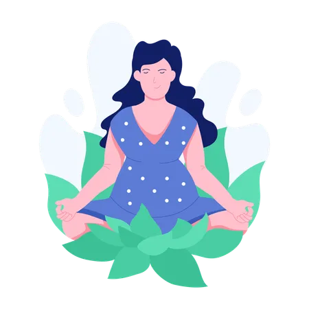 Meditación durante el embarazo seguida por una mujer  Ilustración