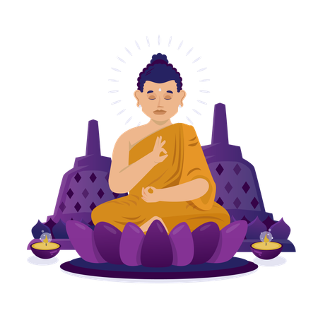 Meditación del monje  Ilustración
