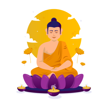 Meditating Buddhist Monk  Illustration