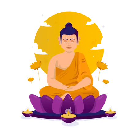 Meditating Buddhist Monk  Illustration