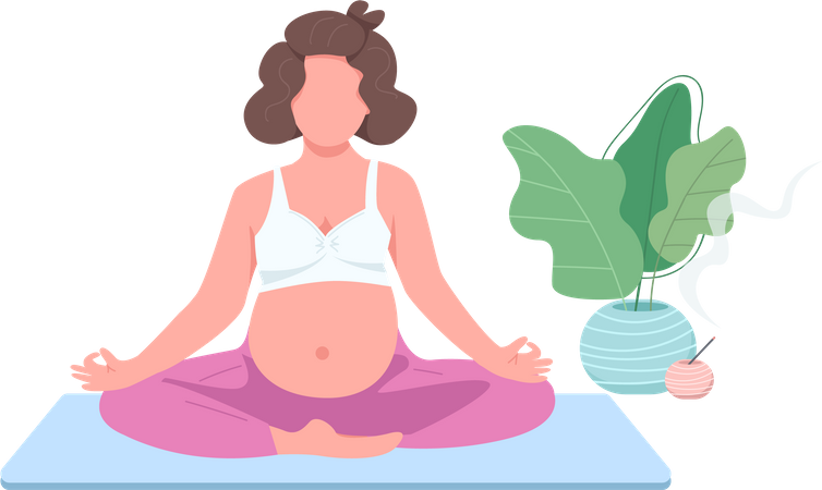 Meditating pregnant girl  Illustration