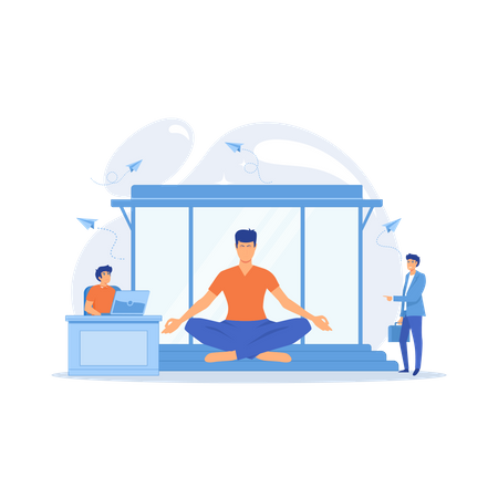Meditation at office Illustration