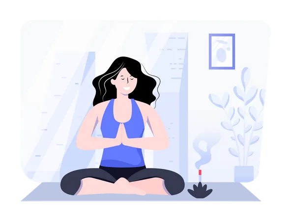 Meditation by girl Illustration