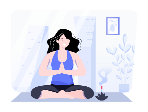 Meditation by girl  Illustration