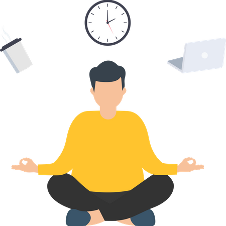 Meditation during working hours  Illustration