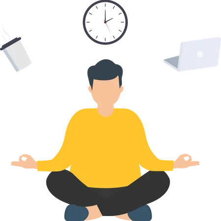 Meditation during working hours  Illustration