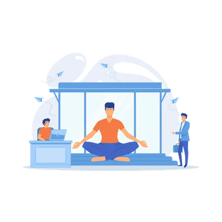 Meditation im Büro  Illustration