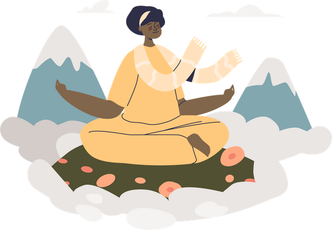 Meditation retreat in mountains Illustration