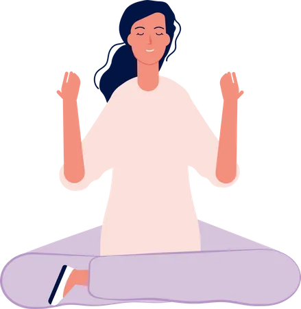 Personne De Caractere De Meditation Pose De Yoga Assis Pilates Illustration