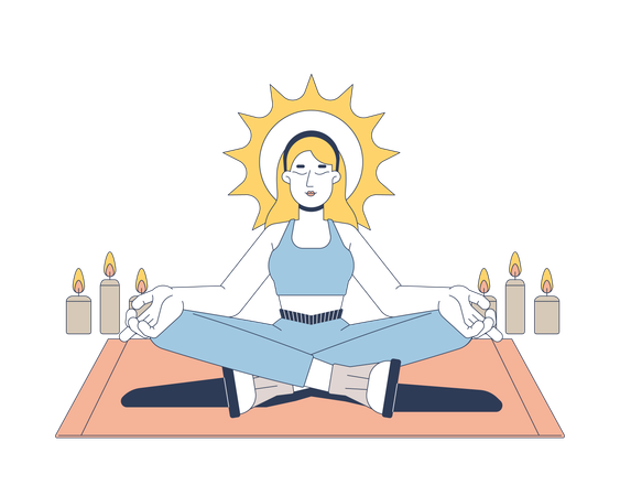 Meditation with candlelight for inner peace  Illustration
