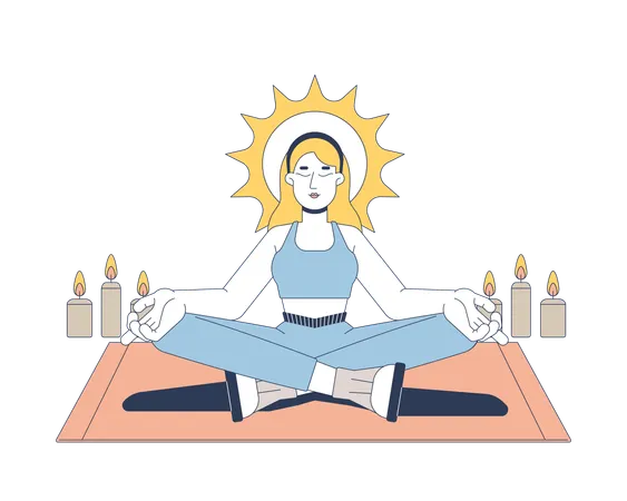 Meditation with candlelight for inner peace  Illustration