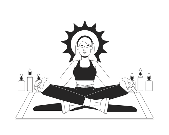 Meditation with candlelight for inner peace  Illustration