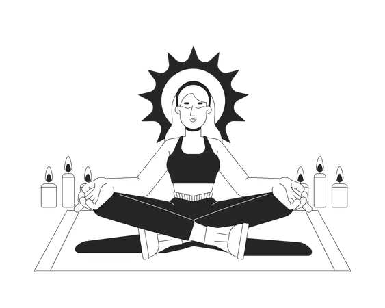 Meditation with candlelight for inner peace  Illustration
