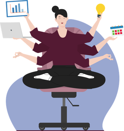 Meditierende Multitasking-Geschäftsfrau  Illustration