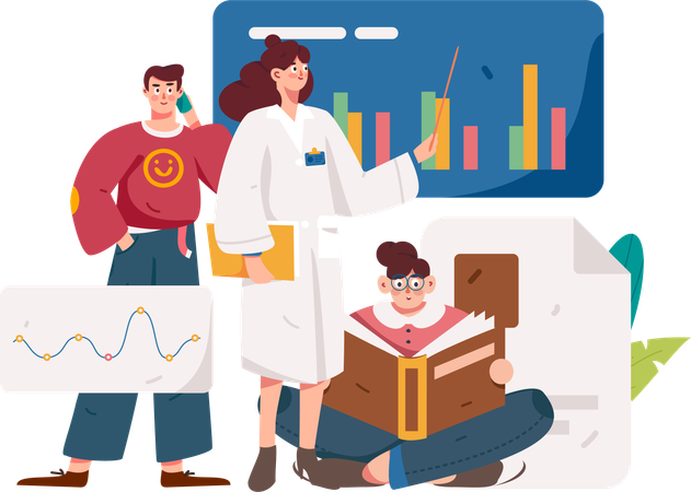 Mediziner, die medizinische Analysen durchführen  Illustration