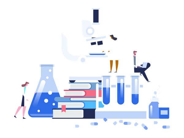 Medizinische Laborforschung mit Mikroskop  Illustration