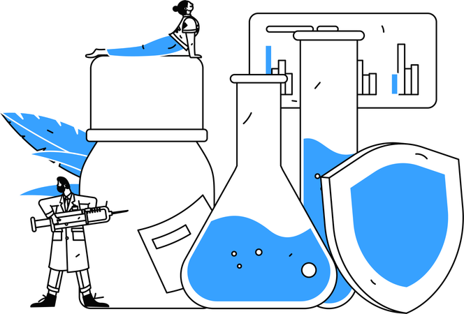 Medizinischer Forscher arbeitet an der Entwicklung von Medikamenten  Illustration