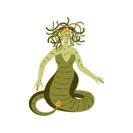 Medusa Górgona criatura mítica da mitologia grega  Ilustração
