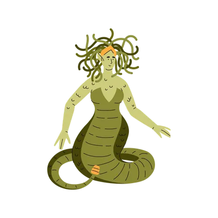 Medusa Gorgona criatura mítica de la mitología griega  Ilustración