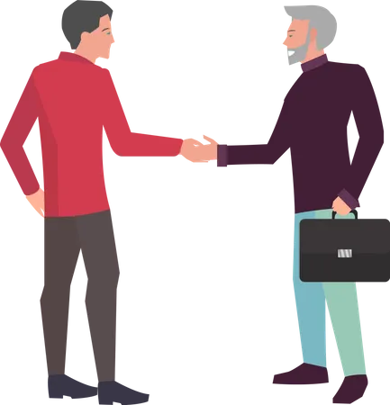 Meeting of two businessmen and agreement handshake  Illustration