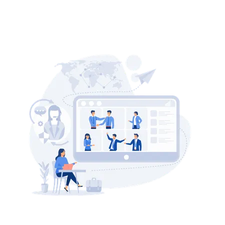 Meeting online with teleconference  Illustration
