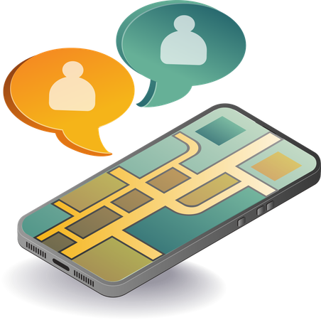 Meeting with share location application map  Illustration