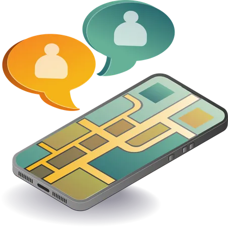 Meeting with share location application map  Illustration