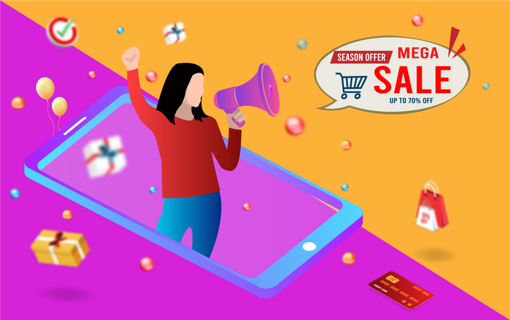 Mega sale announcement  일러스트레이션