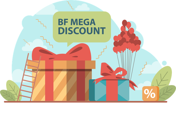 Mega shopping discount  Illustration