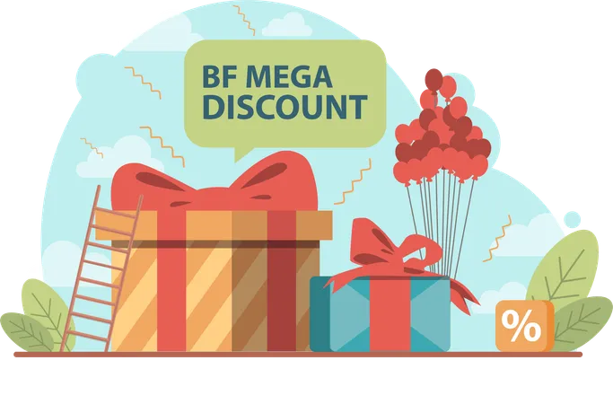 Mega shopping discount  Illustration