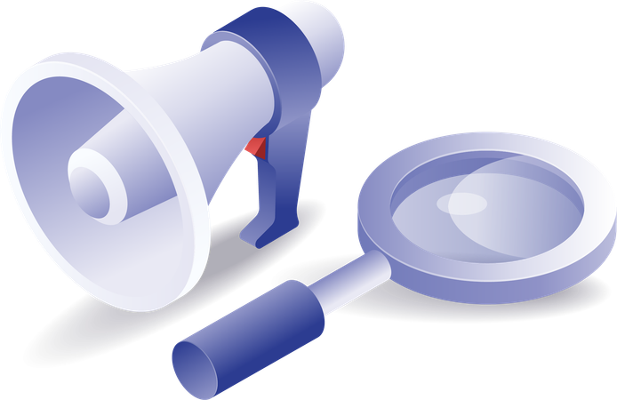 Megaphone and magnifying glass  Illustration