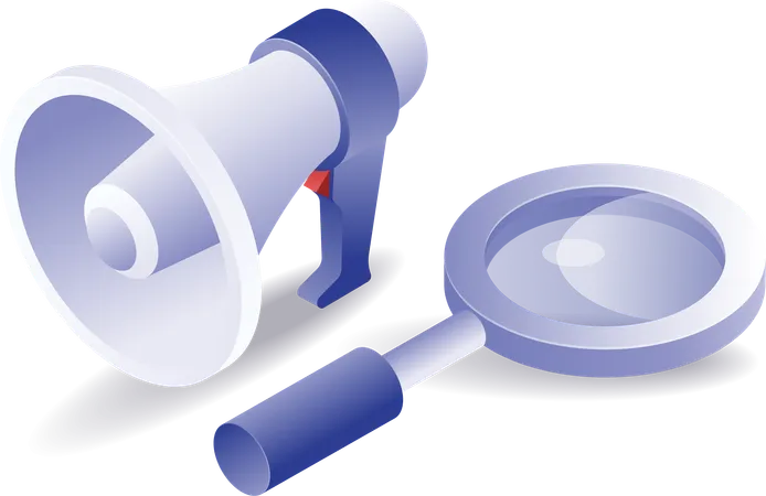 Megaphone and magnifying glass  Illustration